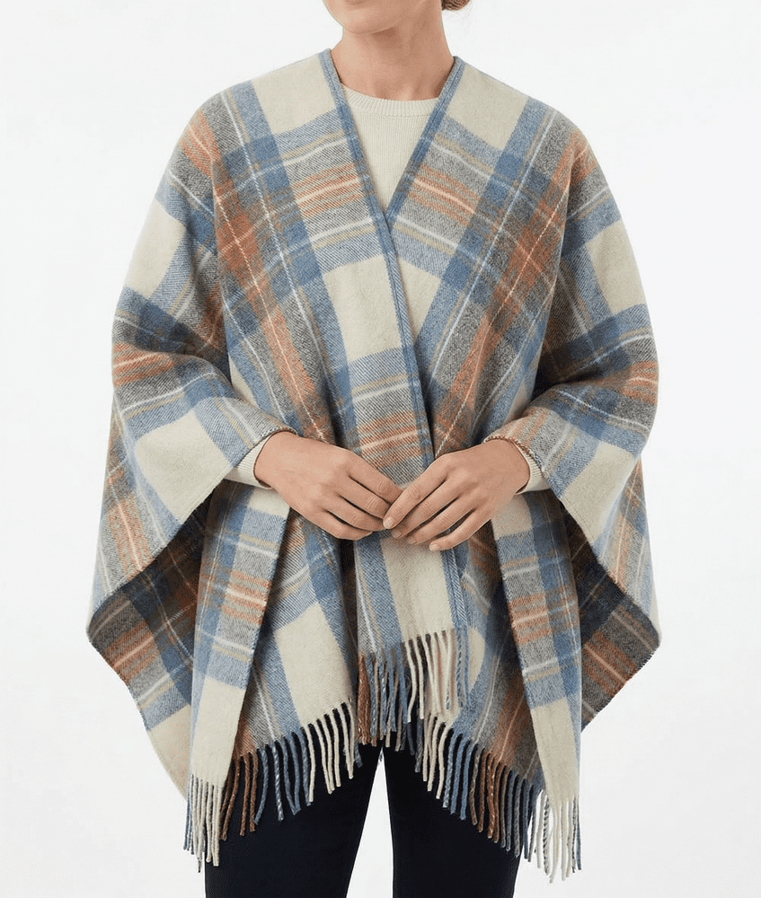 Stewart Muted Blue Women s Pure Wool Cape
