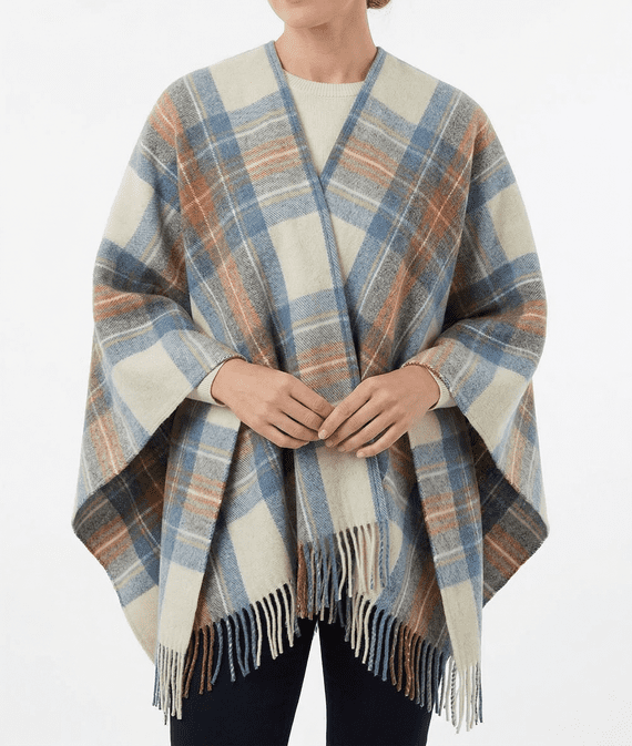 Stewart Muted Blue Women's Pure Wool Cape