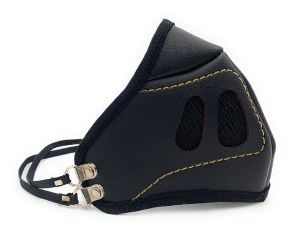 Synthetic Leather Black Face Mask With Filter Pocket Unisex One-Size