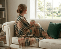 Thomson Camel New Wool Large Tartan Travel Blanket Throw Rug