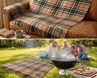 Thomson Camel New Wool Large Tartan Travel Blanket Throw Rug