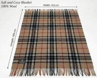 Thomson Camel New Wool Large Tartan Travel Blanket Throw Rug