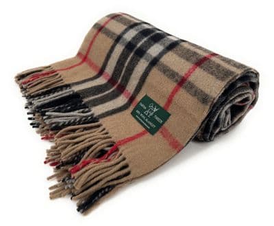 Thomson Camel New Wool Large Tartan Travel Blanket Throw Rug