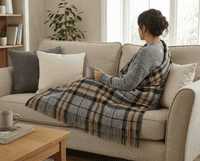Thomson Grey New Wool Large Tartan Blanket Throw Rug
