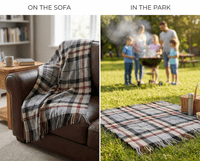 Thomson Grey New Wool Large Tartan Blanket Throw Rug