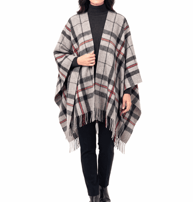 Thomson Grey Tartan Women's Pure Wool Cape