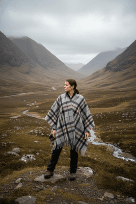 Thomson Grey Tartan Women's Pure Wool Cape