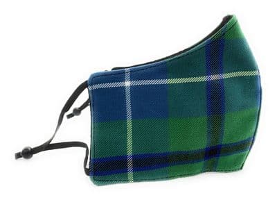 Triple Layered Douglas Ancient Tartan Face Mask Adjustable Straps Unisex One-size
