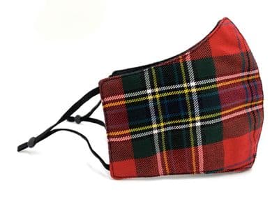 Triple Layered MacLean Of Duart Tartan Face Mask Adjustable Straps Unisex One-Size