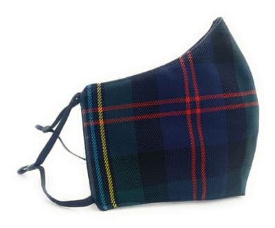 Triple Layered  Malcolm Tartan Face Mask Adjustable Straps Unisex One-Size