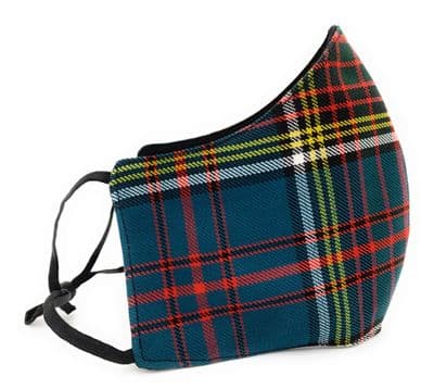 Triple Layered Tartan Face Mask Anderson Adjustable Straps Unisex One-Size