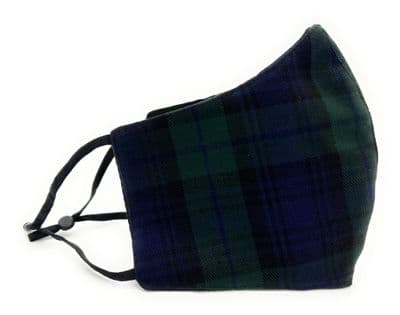Triple Layered Tartan Face Mask Black Watch Unisex One-Size