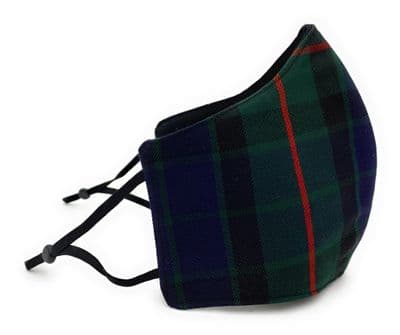 Triple Layered Tartan Face Mask Gunn Adjustable Straps Unisex One-Size
