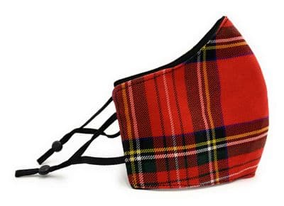 Triple Layered Tartan Face Mask Royal Stewart Adjustable Straps Unisex One-Size