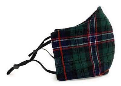 Triple Layered Tartan Face Mask Scottish National Adjustable Straps Unisex One-Size