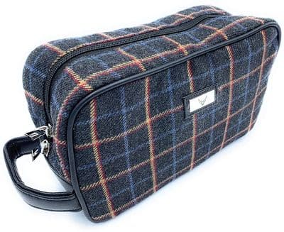 Tweed Washbag Toiletry Travel Bag Black Check
