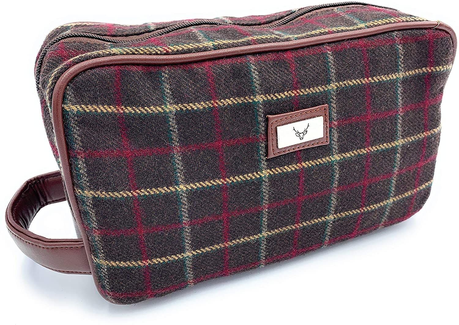 Tweed Washbag Toiletry Travel Bag Brown Check