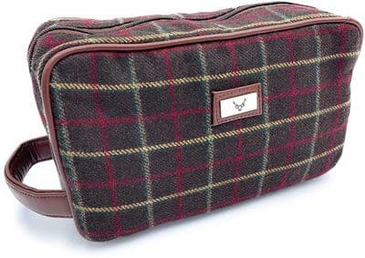 Tweed Washbag Toiletry Travel Bag Brown Check