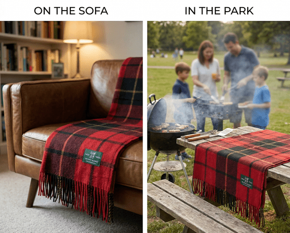 Wallace New Wool Large Tartan Blanket Throw Rug