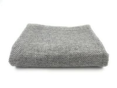 White Border Herringbone Cashmere  Blend Hand Finished Throw Large Blanket 130  x 200 cm