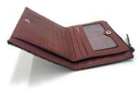 Women's Harris Tweed Brown Herringbone Real Leather Bifold Wallet, Card Holder & Zipper Coin Purse