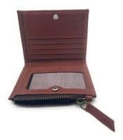 Women's Harris Tweed Brown Herringbone Real Leather Bifold Wallet, Card Holder & Zipper Coin Purse