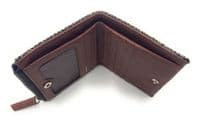 Women's Harris Tweed Brown Herringbone Real Leather Bifold Wallet, Card Holder & Zipper Coin Purse