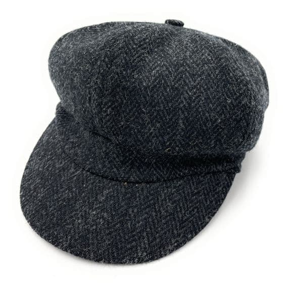 Women’s Charcoal Herringbone Baker Boy Cap | One Size 56–61 cm