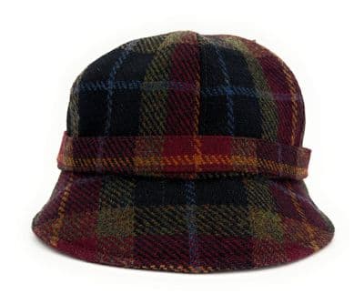 Women's Harris Tweed Flapper Hat Rust Check One Size 56 cm - 61 cm