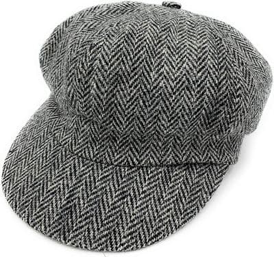 Women's Harris Tweed Grey Herringbone Baker Boy Cap One Size 56 cm - 61 cm