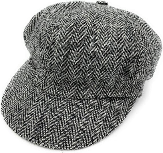 Women’s Grey Check Baker Boy Cap | Harris Tweed | One Size 56–61 cm