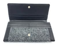 Women's Harris Tweed Long Wallet Purse Grey Herringbone