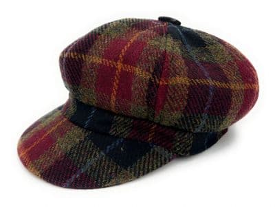Women's Harris Tweed Rust Check Baker Boy Cap One Size 56 cm - 61 cm