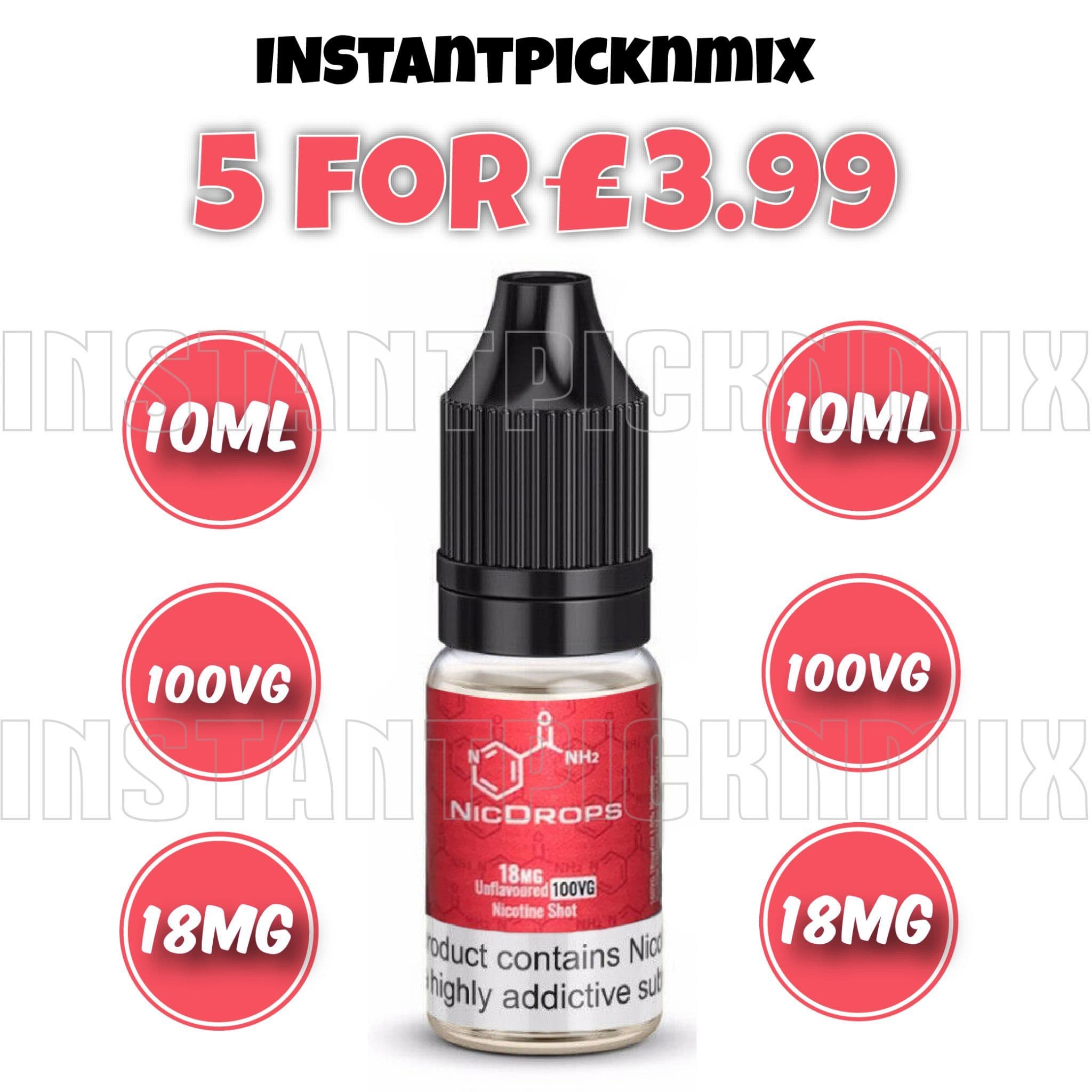 18mg Nic Drop Flavourless Nicotine Shot 10ml 100VG