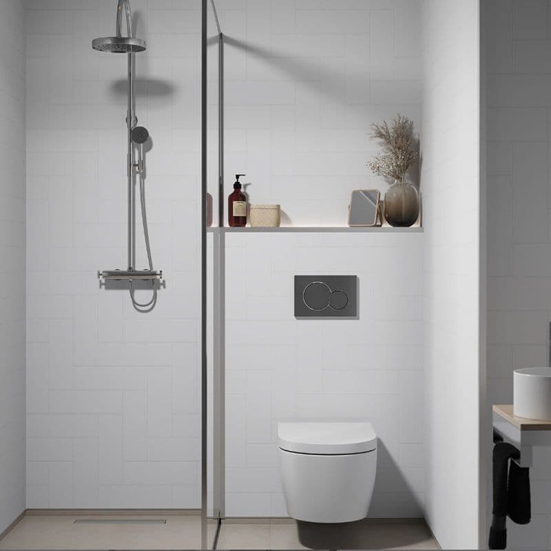 White Straight Herringbone - PVC Bathroom Panels