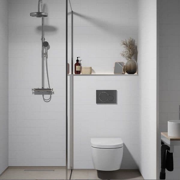 White Straight Herringbone - PVC Bathroom Panels
