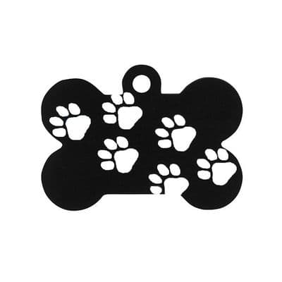 38MM Black Bone With Tab And Printed Paw Design