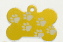 38MM Gold Bone With Tab and Paw Print Design