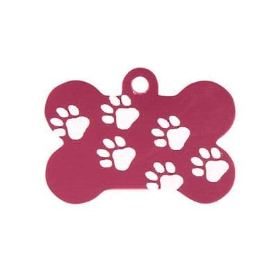 38MM Pink Bone With Tab And Printed Paw Design