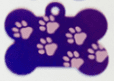 38MM Purple Bone With Tab And Printed Paw Design