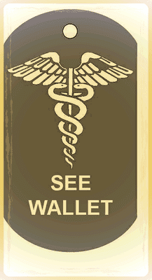 50 x 29mm Brown Medical Alert ID Tag Necklace