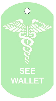 50 x 29mm Light Blue Medical Alert ID Tag Necklace