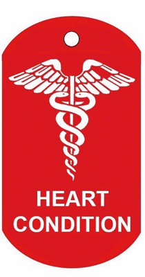 50 x 29mm Red Medical Alert ID Tag Necklace