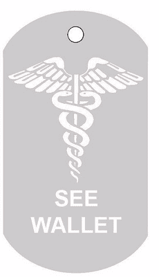 50 x 29mm Silver Medical Alert ID Tag Necklace