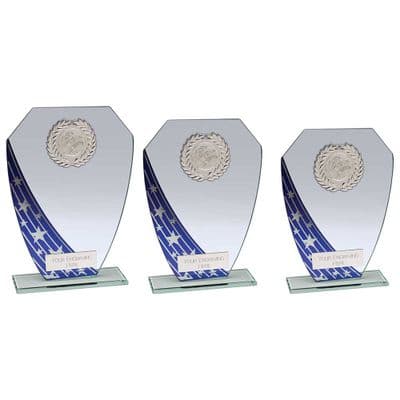 Academic/Achievement Trophy Mirrored Jade Blue Award Starlight Hex