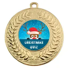 Christmas Quiz Medal 50mm Including Centre & Ribbon