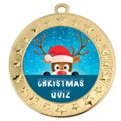 Christmas Quiz Medal 70mm Including Centre & Ribbon