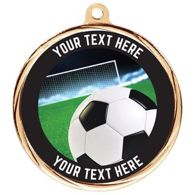 Custom Made Soccer Medal 55mm Bespoke Including Ribbon from €4.75 Minimum order 50