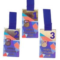 Custom Silver Rectangle Medal (5) Minimum Order 50