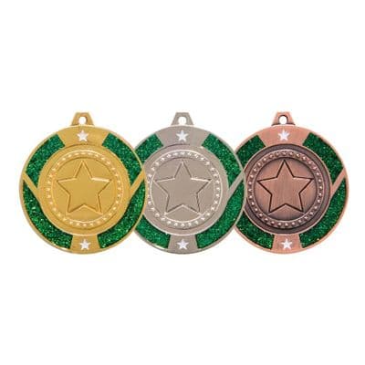 Dance Medal Glitter Star Green glitter 50mm